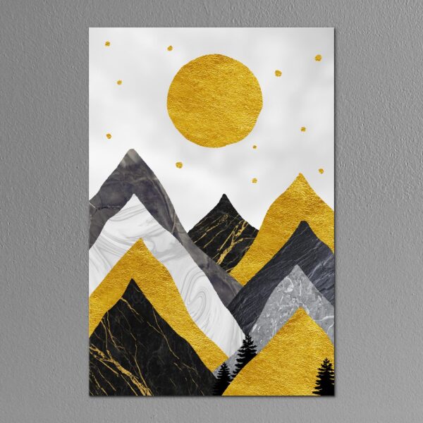 Картина интерьерная на холсте “Золотые горы в зимний солнечный день”